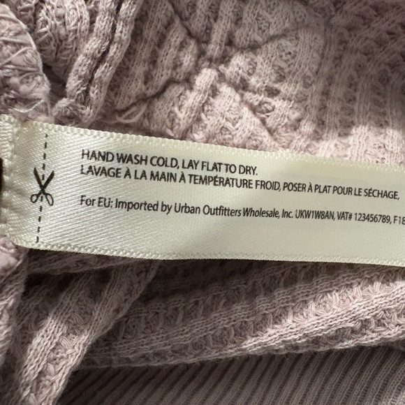 Free People One Interlaken Waffle Knit Thermal, Cropped, Tie Up Sides, Mauve - Picture 6 of 11